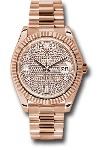   x Everose Gold Day-Date 40 Watch - Fluted Bezel - Diamond Paved Dial - President Bracelet - 228235 dpbdp Day-Date Watches Affordable Day-Date Watch