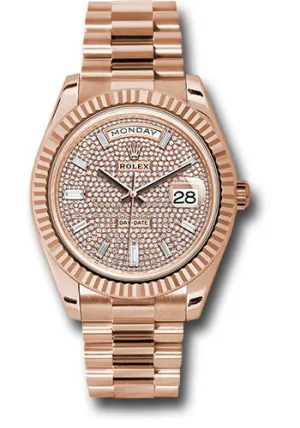   x Everose Gold Day-Date 40 Watch - Fluted Bezel - Diamond Paved Dial - President Bracelet - 228235 dpbdp Day-Date Watches Affordable Day-Date Watch