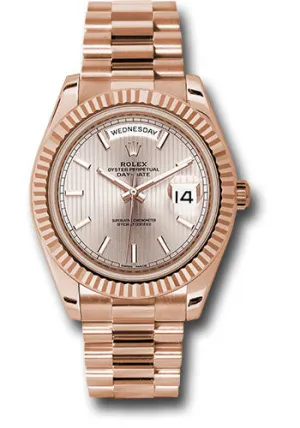   x Everose Gold Day-Date 40 Watch - Fluted Bezel - Sundust Strip Motif Index Dial - President Bracelet - 228235 sdsmip Day-Date Watches Affordable Day-Date Watch
