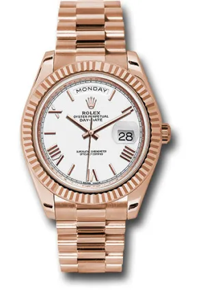   x Everose Gold Day-Date 40 Watch - Fluted Bezel - White Bevelled Roman Dial - President Bracelet - 228235 wrp Day-Date Watches Affordable Day-Date Watch