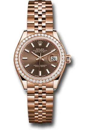   x Everose Gold Lady-Datejust 28 Watch - 44 Diamond Bezel - Chocolate Index Dial - Jubilee Bracelet - 279135RBR choij Datejust watch for sale   x Datejust watch