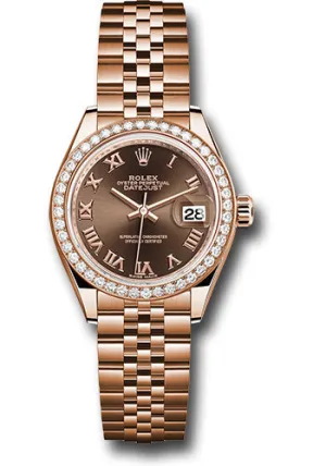   x Everose Gold Lady-Datejust 28 Watch - 44 Diamond Bezel - Chocolate Roman Dial - Jubilee Bracelet - 279135RBR chorj Datejust watch for sale   x Datejust watch
