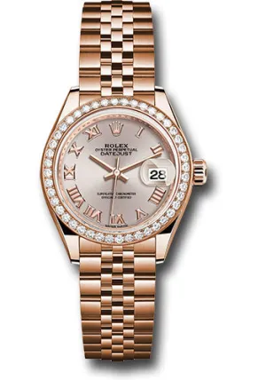   x Everose Gold Lady-Datejust 28 Watch - 44 Diamond Bezel - Sundust Roman Dial - Jubilee Bracelet - 279135RBR srj Datejust watch for sale   x Datejust watch