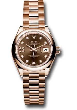   x Everose Gold Lady-Datejust 28 Watch - Domed Bezel - Chocolate Diamond Star Dial - President Bracelet - 279165 cho9dix8dp Datejust watch for sale   x Datejust watch