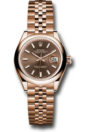   x Everose Gold Lady-Datejust 28 Watch - Domed Bezel - Chocolate Index Dial - Jubilee Bracelet - 279165 choij Datejust watch for sale   x Datejust watch
