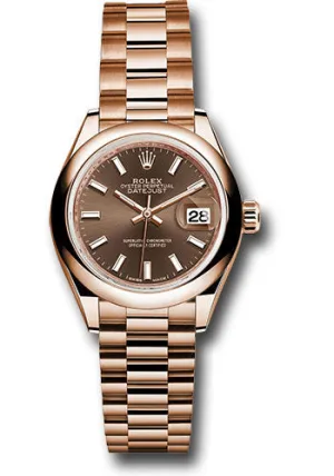   x Everose Gold Lady-Datejust 28 Watch - Domed Bezel - Chocolate Index Dial - President Bracelet - 279165 choip Datejust watch for sale   x Datejust watch