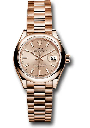   x Everose Gold Lady-Datejust 28 Watch - Domed Bezel - Pink Sundust Index Dial - President Bracelet - 279165 pip Datejust watch for sale   x Datejust watch