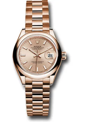   x Everose Gold Lady-Datejust 28 Watch - Domed Bezel - Pink Sundust Index Dial - President Bracelet - 279165 pip Datejust watch for sale   x Datejust watch