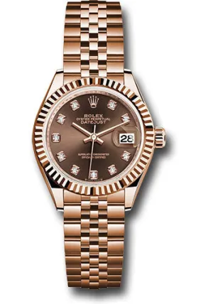   x Everose Gold Lady-Datejust Watch - Fluted Bezel - Chocolate Diamond Dial - Jubilee Bracelet - 279175 chodj Datejust watch for sale   x Datejust watch