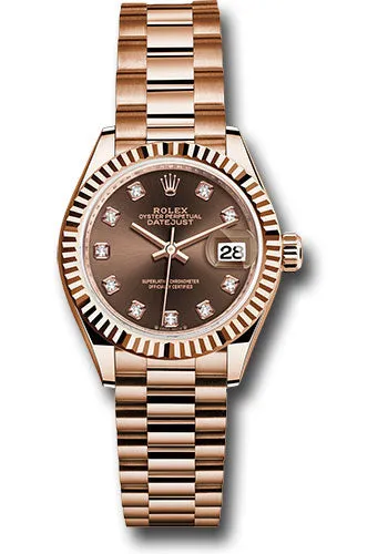   x Everose Gold Lady-Datejust Watch - Fluted Bezel - Chocolate Diamond Dial - President Bracelet - 279175 chodp Datejust watch for sale   x Datejust watch
