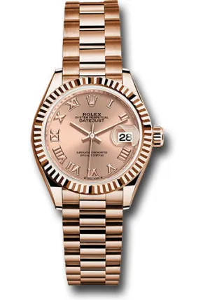   x Everose Gold Lady-Datejust Watch - Fluted Bezel - Ros Roman Dial - President Bracelet - 279175 rsrp Datejust watch for sale   x Datejust watch