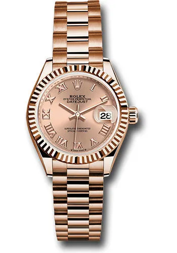   x Everose Gold Lady-Datejust Watch - Fluted Bezel - Ros Roman Dial - President Bracelet - 279175 rsrp Datejust watch for sale   x Datejust watch