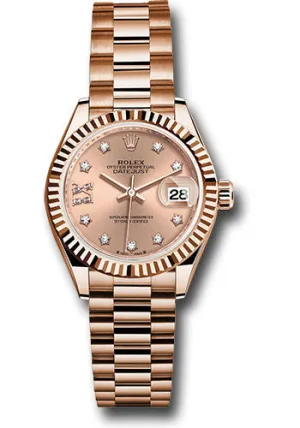   x Everose Gold Lady-Datejust Watch - Fluted Bezel - Ros Star Diamond Roman 9 Dial - President Bracelet - 279175 rs9dix8dp Datejust watch for sale   x Datejust watch