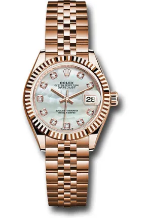   x Everose Gold Lady-Datejust Watch - Fluted Bezel - White Mother-Of-Pearl Diamond Dial - Jubilee Bracelet - 279175 mdj Datejust watch for sale   x Datejust watch