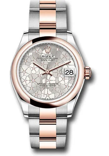   x Everose   sor Datejust 31 Watch - Domed Bezel - Silver Floral Motif Diamond Dial - Oyster Bracelet 278241 sflomdo Datejust watch for sale   x Datejust watch