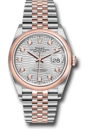   x Everose   sor Datejust 36 Watch - Domed Bezel - Silver Fluted Motif Diamond Dial - Jubilee Bracelet - 126201 sflmdj Datejust watch for sale   x Datejust watch
