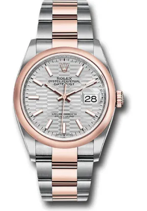   x Everose   sor Datejust 36 Watch - Domed Bezel - Silver Fluted Motif Index Dial - Oyster Bracelet - 126201 sflmio Datejust watch for sale   x Datejust watch
