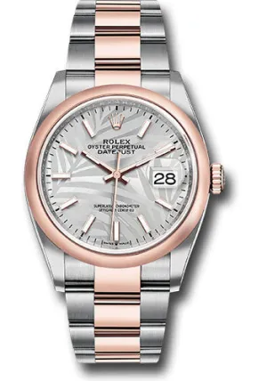   x Everose   sor Datejust 36 Watch - Domed Bezel - Silver Palm Motif Index Dial - Oyster Bracelet - 126201 spmio Datejust watch for sale   x Datejust watch