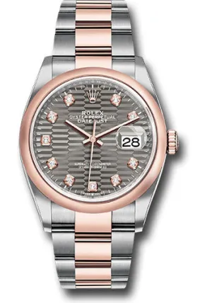   x Everose   sor Datejust 36 Watch - Domed Bezel - Slate Fluted Motif Diamond Dial - Oyster Bracelet - 126201 slflmdo Datejust watch for sale   x Datejust watch