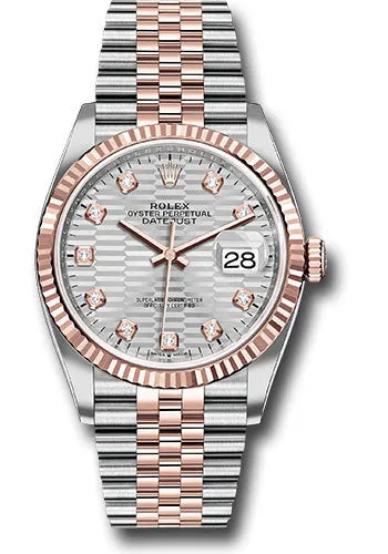   x Everose   sor Datejust 36 Watch - Fluted Bezel - Silver Fluted Motif Diamond Dial - Jubilee Bracelet - 126231 sflmdj Datejust watch for sale   x Datejust watch
