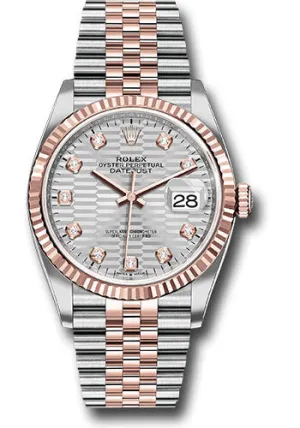   x Everose   sor Datejust 36 Watch - Fluted Bezel - Silver Fluted Motif Diamond Dial - Jubilee Bracelet - 126231 sflmdj Datejust watch for sale   x Datejust watch