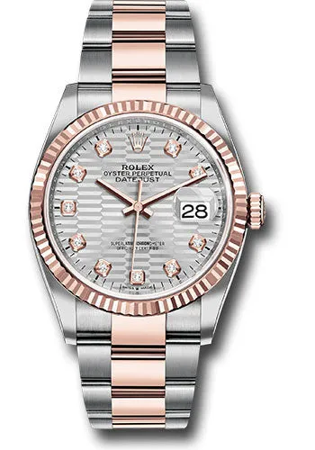   x Everose   sor Datejust 36 Watch - Fluted Bezel - Silver Fluted Motif Diamond Dial - Oyster Bracelet - 126231 sflmdo Datejust watch for sale   x Datejust watch