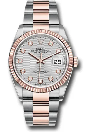   x Everose   sor Datejust 36 Watch - Fluted Bezel - Silver Fluted Motif Diamond Dial - Oyster Bracelet - 126231 sflmdo Datejust watch for sale   x Datejust watch