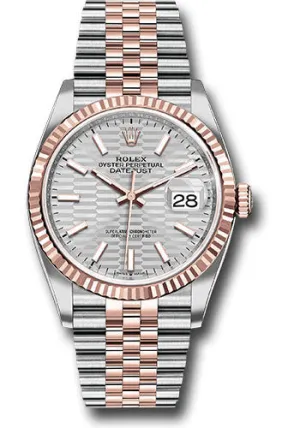   x Everose   sor Datejust 36 Watch - Fluted Bezel - Silver Fluted Motif Index Dial - Jubilee Bracelet - 126231 sflmij Datejust watch for sale   x Datejust watch