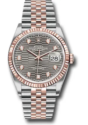   x Everose   sor Datejust 36 Watch - Fluted Bezel - Slate Fluted Motif Diamond Dial - Jubilee Bracelet - 126231 slflmdj Datejust watch for sale   x Datejust watch