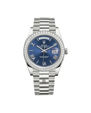   x Oyster Perpetual Day-Date 40  228349RBR Blue Roman Factory Diamond Bezel UNWORN   x day?date watch day date waterproof watch
