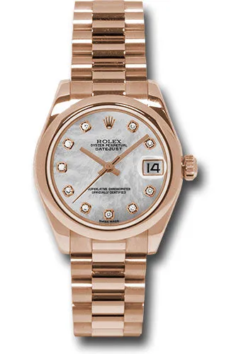   x Pink Gold Datejust 31 Watch - Domed Bezel - Mother-Of-Pearl Diamond Dial - President Bracelet 178245 mdp Datejust watch for sale   x Datejust watch