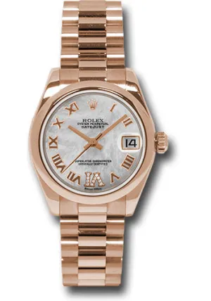   x Pink Gold Datejust 31 Watch - Domed Bezel - Mother-Of-Pearl Diamond Roman Vi Roman Dial - President Bracelet 178245 mdrp Datejust watch for sale   x Datejust watch