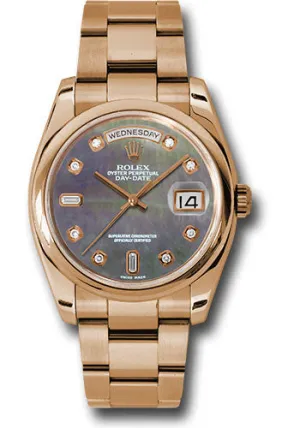   x Pink Gold Day-Date 36 Watch - Domed Bezel - Dark Mother-Of-Pearl Diamond Dial - Oyster Bracelet - 118205 dkmdo Day-Date Watches Affordable Day-Date Watch