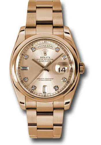   x Pink Gold Day-Date 36 Watch - Domed Bezel - Pink Champagne Diamond Dial - Oyster Bracelet - 118205 chdo Day-Date Watches Affordable Day-Date Watch