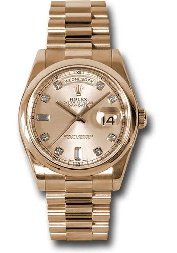   x Pink Gold Day-Date 36 Watch - Domed Bezel - Pink Champagne Diamond Dial - President Bracelet - 118205 chdp Day-Date Watches Affordable Day-Date Watch