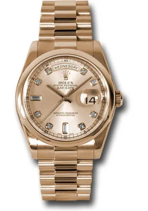   x Pink Gold Day-Date 36 Watch - Domed Bezel - Pink Champagne Diamond Dial - President Bracelet - 118205 chdp Day-Date Watches Affordable Day-Date Watch