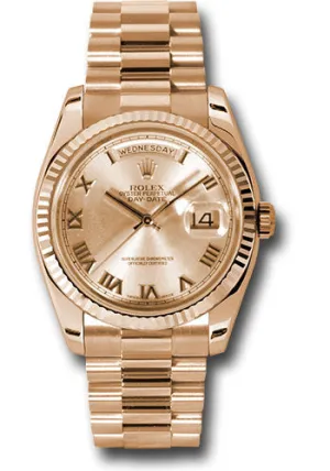   x Pink Gold Day-Date 36 Watch - Fluted Bezel - Champagne Roman Dial - President Bracelet - 118235 chrp Day-Date Watches Affordable Day-Date Watch