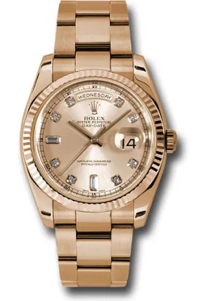   x Pink Gold Day-Date 36 Watch - Fluted Bezel - Champange Diamond Dial - Oyster Bracelet - 118235 chdo Day-Date Watches Affordable Day-Date Watch