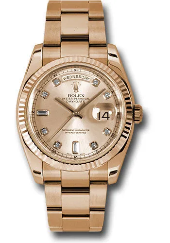   x Pink Gold Day-Date 36 Watch - Fluted Bezel - Champange Diamond Dial - Oyster Bracelet - 118235 chdo Day-Date Watches Affordable Day-Date Watch