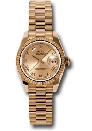   x Pink Gold Lady-Datejust 26 Watch - Fluted Bezel - Champagne Roman Dial - President Bracelet - 179175 chrp Datejust watch for sale   x Datejust watch