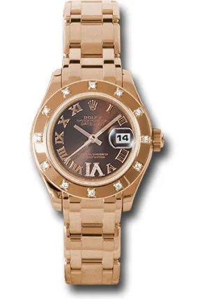   x Pink Gold Lady-Datejust Pearlmaster 29 Watch - 12 Diamond Bezel - Chocolate Brown Diamond Roman Vi Roman Dial - 80315 brrd Datejust watch for sale   x Datejust watch