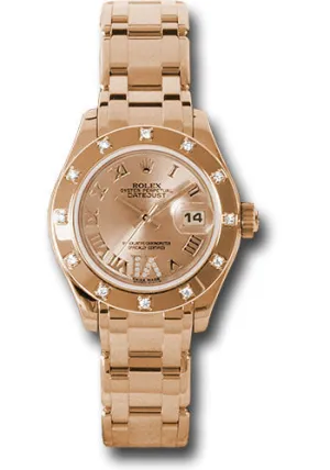   x Pink Gold Lady-Datejust Pearlmaster 29 Watch - 12 Diamond Bezel - Pink Champagne Diamond Roman Vi Roman Dial - 80315 chrd Datejust watch for sale   x Datejust watch