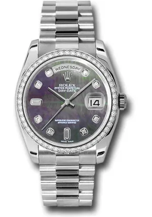   x Platinum Day-Date 36 Watch -  Bezel - Dark Mother-Of-Pearl Diamond Dial - President Bracelet - 118346 dkmdp Day-Date Watches Affordable Day-Date Watch