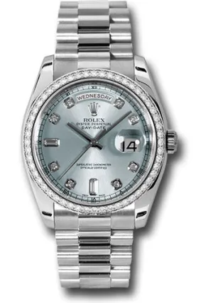   x Platinum Day-Date 36 Watch -  Bezel - Glacier Blue Diamond Dial - President Bracelet - 118346 gladp Day-Date Watches Affordable Day-Date Watch