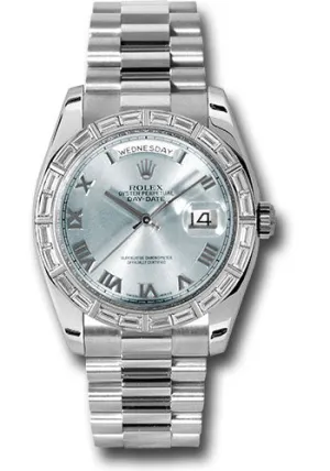   x Platinum Day-Date 36 Watch -  Bezel - Glacier Blue Roman Dial - President Bracelet - 118366 glarp Day-Date Watches Affordable Day-Date Watch