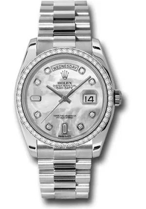   x Platinum Day-Date 36 Watch -  Bezel - Mother-Of-Pearl Diamond Dial - President Bracelet - 118346 mdp Day-Date Watches Affordable Day-Date Watch