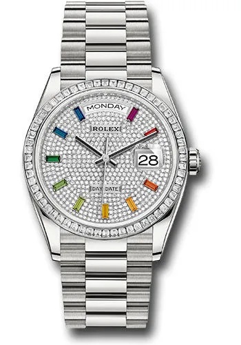   x Platinum Day-Date 36 Watch - Diamond Bezel - Diamond-Paved Dial - President Bracelet - 128396tbr dprsp Day-Date Watches Affordable Day-Date Watch