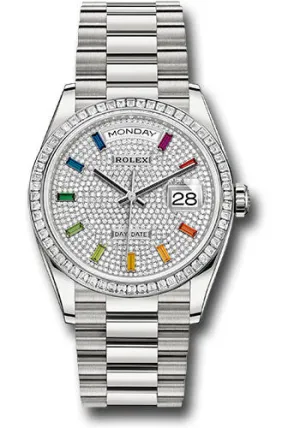   x Platinum Day-Date 36 Watch - Diamond Bezel - Diamond-Paved Dial - President Bracelet - 128396tbr dprsp Day-Date Watches Affordable Day-Date Watch
