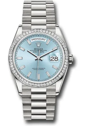   x Platinum Day-Date 36 Watch - Diamond Bezel - Ice Blue Dial - President Bracelet - 128396tbr ibbdp Day-Date Watches Affordable Day-Date Watch