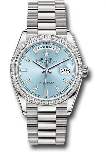   x Platinum Day-Date 36 Watch - Diamond Bezel - Ice Blue Dial - President Bracelet - 128396tbr ibbdp Day-Date Watches Affordable Day-Date Watch